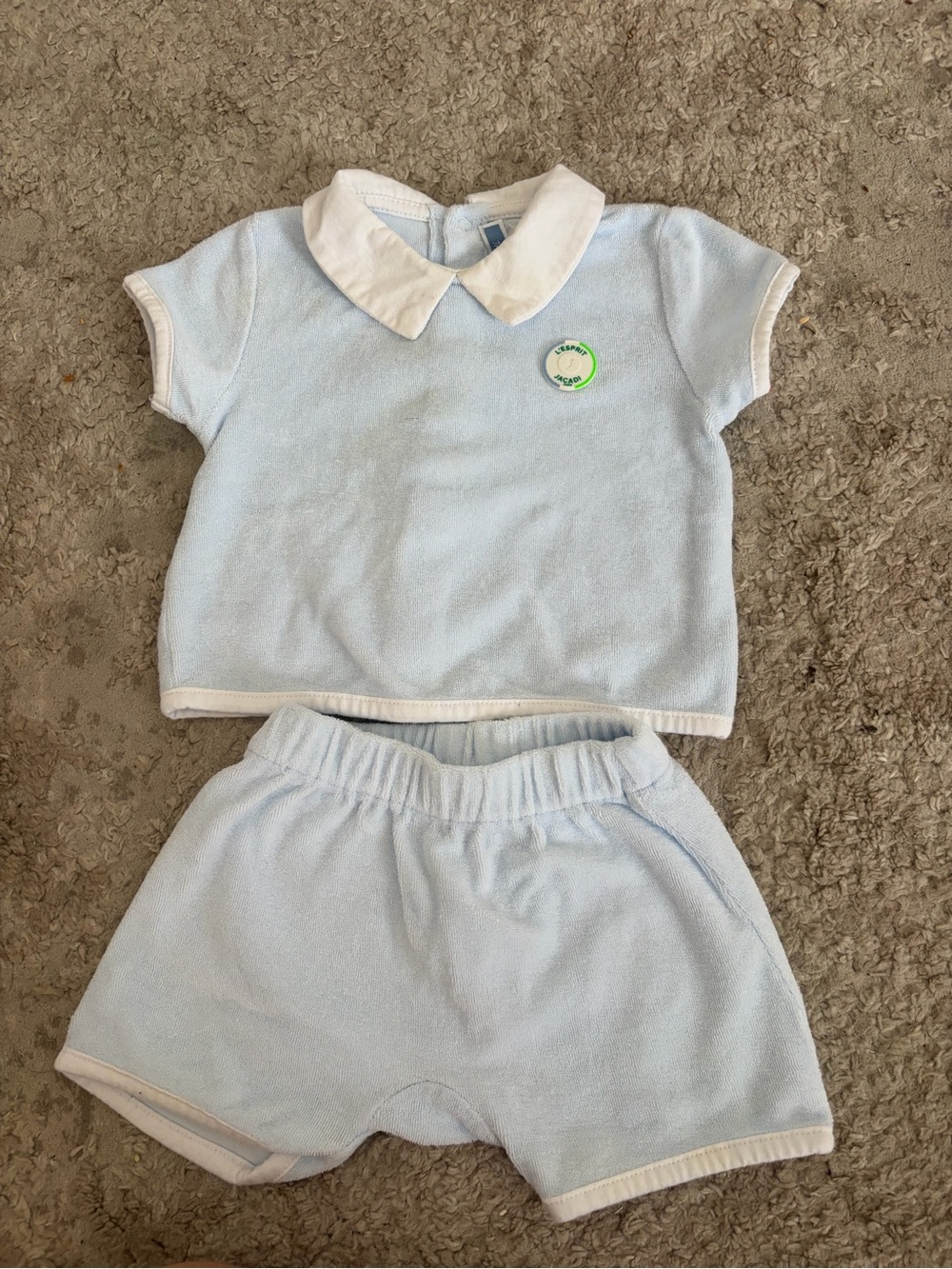Jacadi Light Blue and White Terry Two-Piece Matching Set